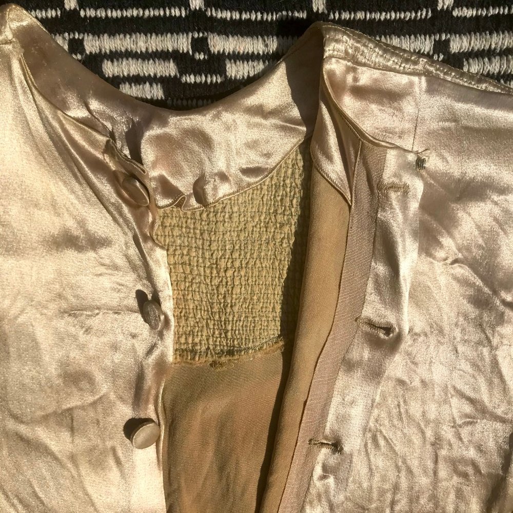 vintage champagne satin button blouse cardigan - Picture 11 of 16